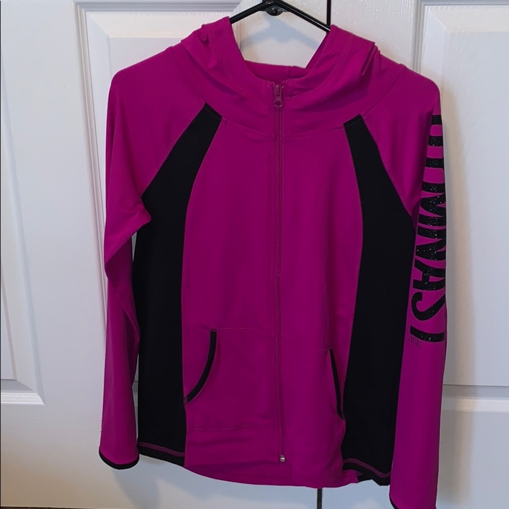 Purple, jacket ( says gymnast on the sleeve)